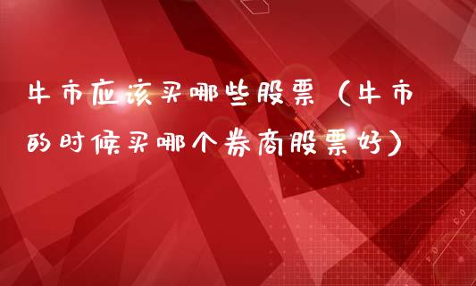 牛市应该买哪些股票（牛市的时候买哪个券商股票好）_https://www.kuaijiepai.net_新股新闻_第1张