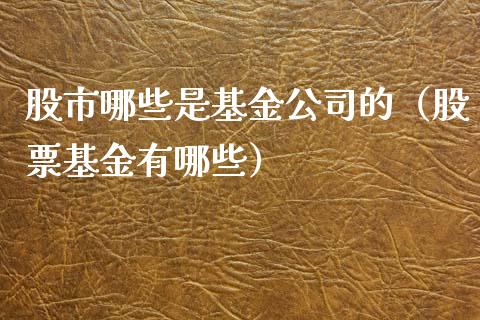 股市哪些是基金公司的（股票基金有哪些）_https://www.kuaijiepai.net_期货理财_第1张