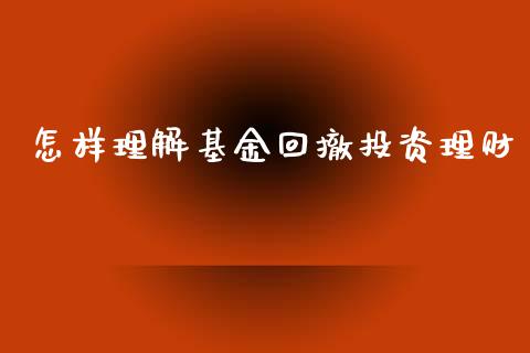 怎样理解基金回撤投资理财_https://www.kuaijiepai.net_投资理财_第1张