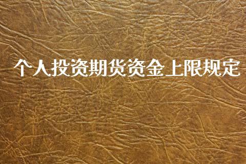 个人投资期货资金上限规定_https://www.kuaijiepai.net_期货资讯_第1张