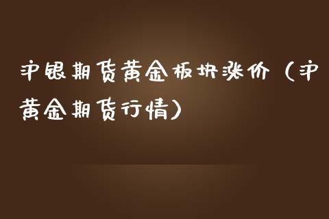 沪银期货黄金板块涨价（沪黄金期货行情）_https://www.kuaijiepai.net_国际期货_第1张