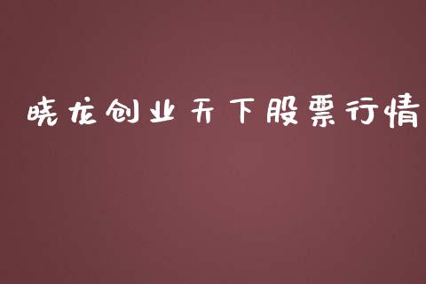 晓龙创业天下股票行情_https://www.kuaijiepai.net_新股新闻_第1张
