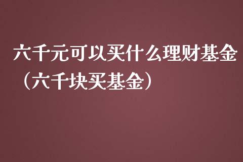 六千元可以买什么理财基金（六千块买基金）_https://www.kuaijiepai.net_期货理财_第1张