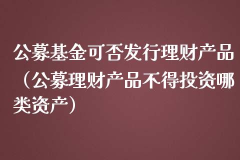公募基金可否发行理财产品（公募理财产品不得投资哪类资产）_https://www.kuaijiepai.net_投资理财_第1张