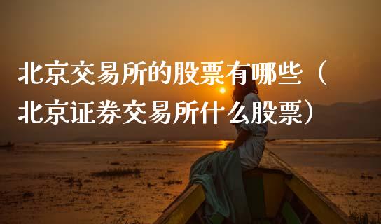 北京交易所的股票有哪些（北京证券交易所什么股票）_https://www.kuaijiepai.net_新股新闻_第1张
