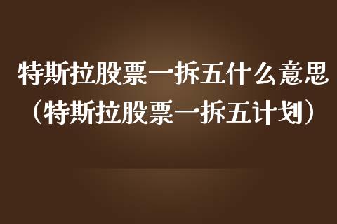 特斯拉股票一拆五什么意思（特斯拉股票一拆五计划）_https://www.kuaijiepai.net_国际股建_第1张