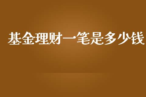 基金理财一笔是多少钱_https://www.kuaijiepai.net_投资理财_第1张