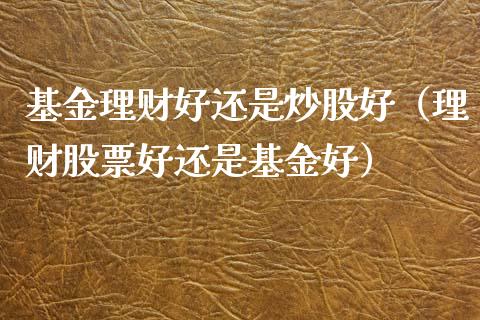 基金理财好还是炒股好（理财股票好还是基金好）_https://www.kuaijiepai.net_期货理财_第1张