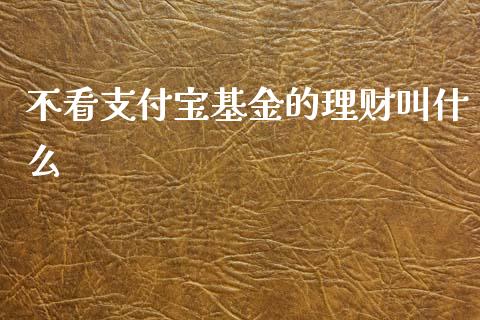 不看支付宝基金的理财叫什么_https://www.kuaijiepai.net_期货理财_第1张