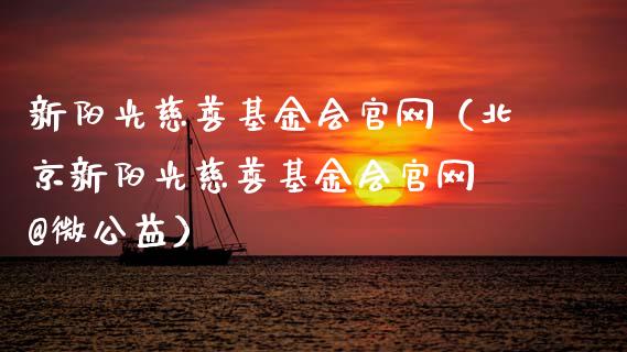 新阳光慈善基金会官网（北京新阳光慈善基金会官网 @微公益）_https://www.kuaijiepai.net_期货理财_第1张