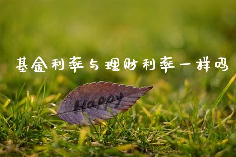 基金利率与理财利率一样吗_https://www.kuaijiepai.net_投资理财_第1张