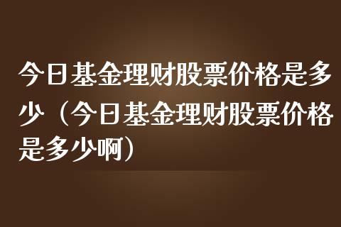 今日基金理财股票价格是多少（今日基金理财股票价格是多少啊）_https://www.kuaijiepai.net_期货理财_第1张