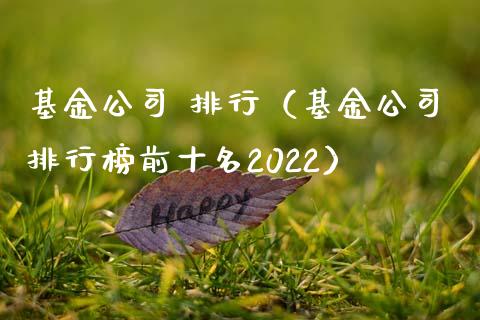 基金公司 排行（基金公司排行榜前十名2022）_https://www.kuaijiepai.net_期货理财_第1张