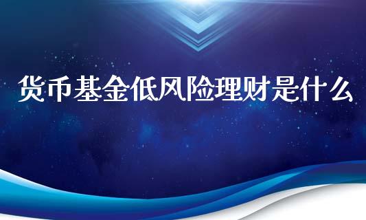 货币基金低风险理财是什么_https://www.kuaijiepai.net_期货理财_第1张