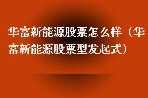 华富新能源股票怎么样（华富新能源股票型发起式）_https://www.kuaijiepai.net_新股新闻_第1张