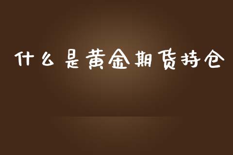 什么是黄金期货持仓_https://www.kuaijiepai.net_国际期货_第1张
