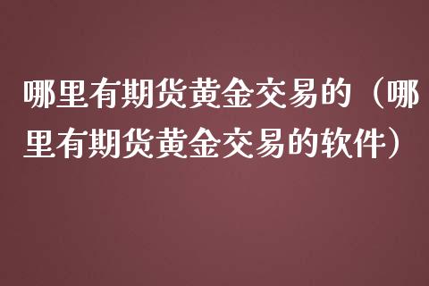 哪里有期货黄金交易的（哪里有期货黄金交易的软件）_https://www.kuaijiepai.net_国际期货_第1张