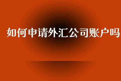 如何申请外汇公司账户吗_https://www.kuaijiepai.net_投资理财_第1张