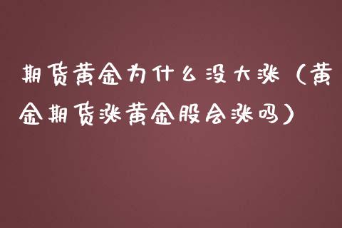 期货黄金为什么没大涨（黄金期货涨黄金股会涨吗）_https://www.kuaijiepai.net_期货资讯_第1张