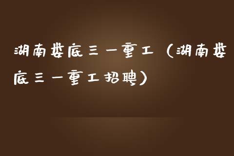 湖南娄底三一重工（湖南娄底三一重工招聘）_https://www.kuaijiepai.net_国际股建_第1张