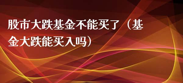 股市大跌基金不能买了（基金大跌能买入吗）_https://www.kuaijiepai.net_期货理财_第1张