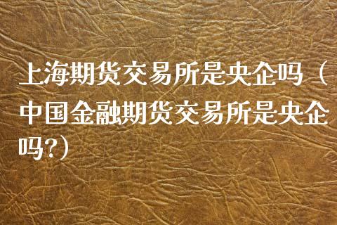 上海期货交易所是央企吗（中国金融期货交易所是央企吗?）_https://www.kuaijiepai.net_期货资讯_第1张