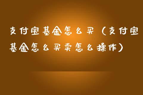 支付宝基金怎么买（支付宝基金怎么买卖怎么操作）_https://www.kuaijiepai.net_期货理财_第1张