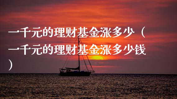 一千元的理财基金涨多少（一千元的理财基金涨多少钱）_https://www.kuaijiepai.net_期货理财_第1张