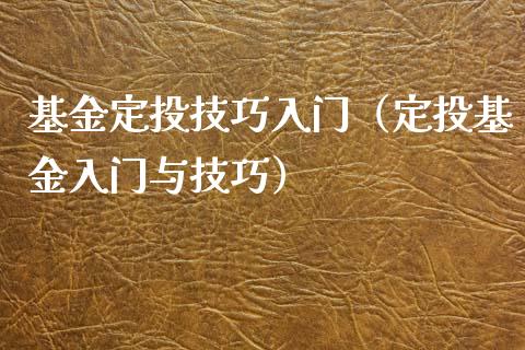 基金定投技巧入门（定投基金入门与技巧）_https://www.kuaijiepai.net_期货理财_第1张