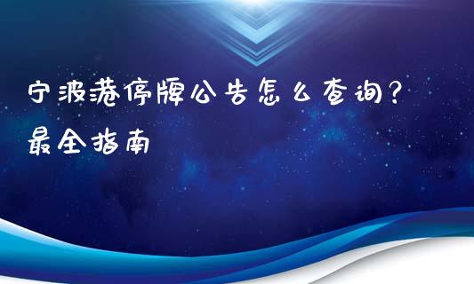 宁波港停牌公告怎么查询？最全指南_https://www.kuaijiepai.net_新股新闻_第1张