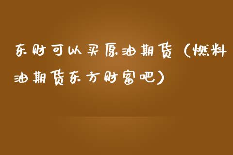 东财可以买原油期货（燃料油期货东方财富吧）_https://www.kuaijiepai.net_国际期货_第1张