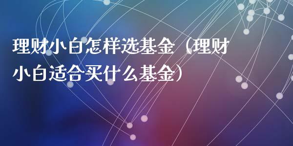 理财小白怎样选基金（理财小白适合买什么基金）_https://www.kuaijiepai.net_期货理财_第1张