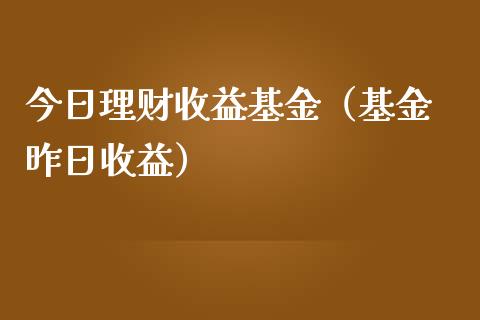 今日理财收益基金（基金 昨日收益）_https://www.kuaijiepai.net_投资理财_第1张