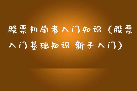 股票初学者入门知识（股票入门基础知识 新手入门）_https://www.kuaijiepai.net_国际股建_第1张