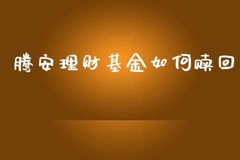 腾安理财基金如何赎回_https://www.kuaijiepai.net_期货理财_第1张