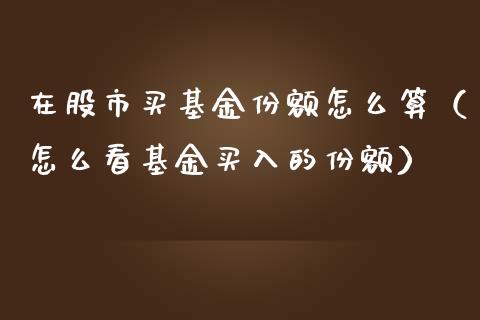 在股市买基金份额怎么算（怎么看基金买入的份额）_https://www.kuaijiepai.net_投资理财_第1张