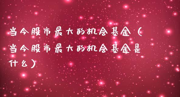 当今股市最大的机会基金（当今股市最大的机会基金是什么）_https://www.kuaijiepai.net_期货理财_第1张