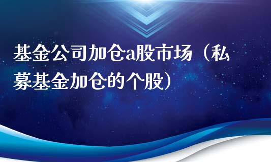 基金公司加仓a股市场（私募基金加仓的个股）_https://www.kuaijiepai.net_期货理财_第1张