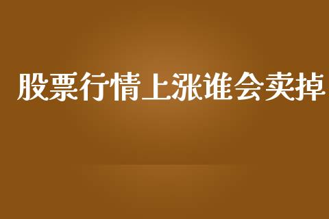 股票行情上涨谁会卖掉_https://www.kuaijiepai.net_股票理论_第1张
