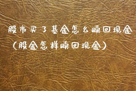 股市买了基金怎么赎回现金（股金怎样赎回现金）_https://www.kuaijiepai.net_期货理财_第1张