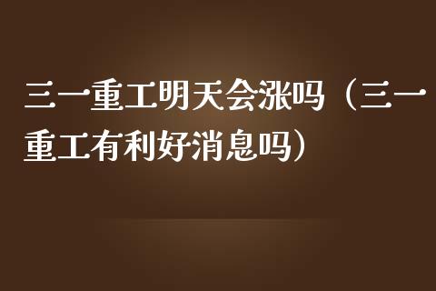 三一重工明天会涨吗（三一重工有利好消息吗）_https://www.kuaijiepai.net_国际股建_第1张