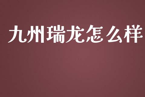 九州瑞龙怎么样_https://www.kuaijiepai.net_期货在线_第1张