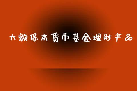 大额保本货币基金理财产品_https://www.kuaijiepai.net_期货理财_第1张