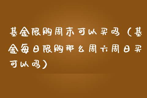基金限购周末可以买吗（基金每日限购那么周六周日买可以吗）_https://www.kuaijiepai.net_期货理财_第1张