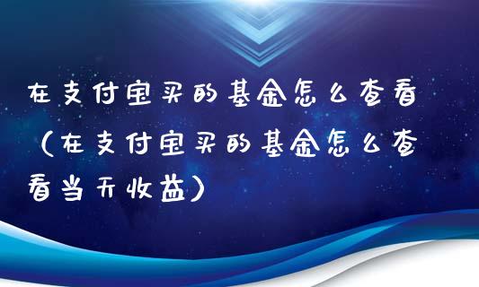 在支付宝买的基金怎么查看（在支付宝买的基金怎么查看当天收益）_https://www.kuaijiepai.net_期货理财_第1张