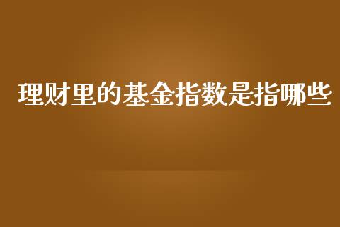 理财里的基金指数是指哪些_https://www.kuaijiepai.net_投资理财_第1张