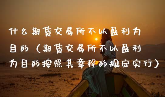 什么期货交易所不以盈利为目的（期货交易所不以盈利为目的按照其章程的规定实行）_https://www.kuaijiepai.net_期货资讯_第1张