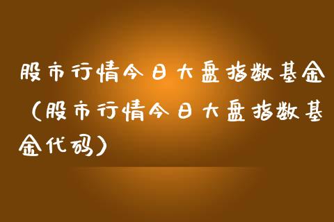 股市行情今日大盘指数基金（股市行情今日大盘指数基金代码）_https://www.kuaijiepai.net_期货理财_第1张
