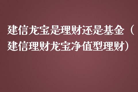 建信龙宝是理财还是基金（建信理财龙宝净值型理财）_https://www.kuaijiepai.net_期货理财_第1张