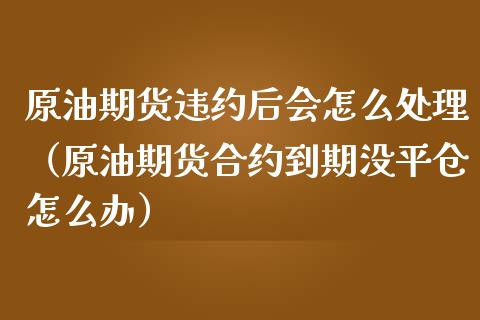原油期货违约后会怎么处理（原油期货合约到期没平仓怎么办）_https://www.kuaijiepai.net_国际期货_第1张